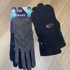 The North Face and isotoner, both touch screen, black, grey